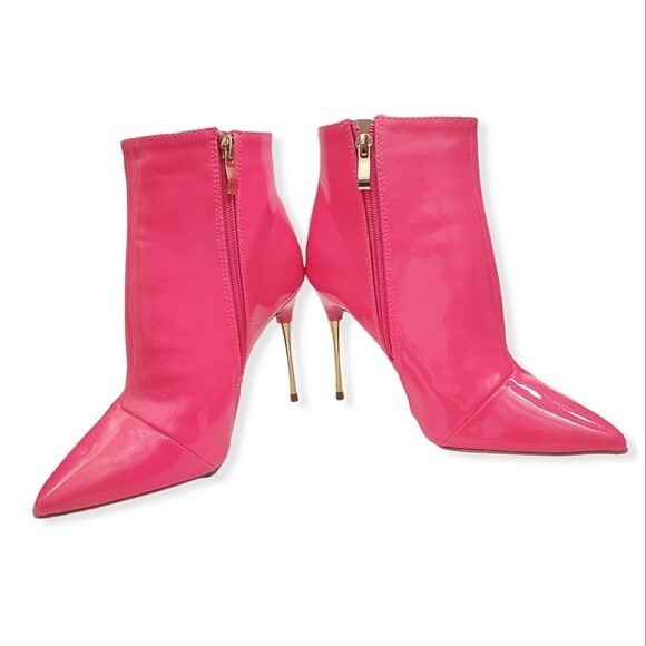 Barbie Girl Pointed Toe Gold Heel Booties Size 6 - Picture 4 of 15